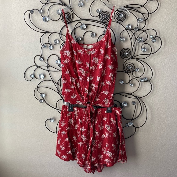 Altar'd State Tops - Altar’d State Red Floral Top and Bottom Set